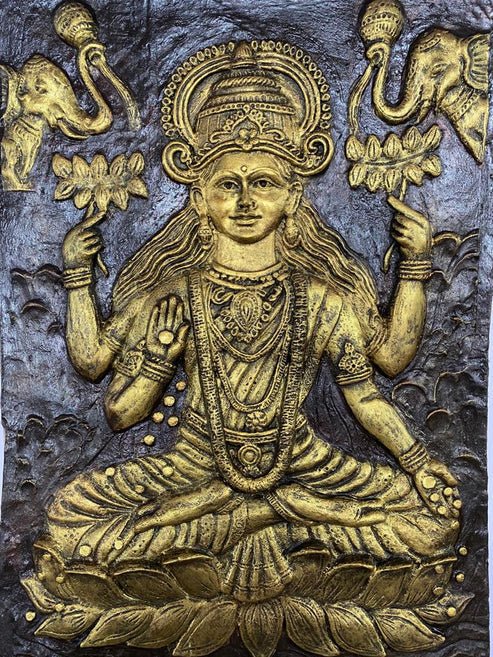 Om Jai Laksmi Mata 3D Wall Sculpture (36 x 24 Inches)