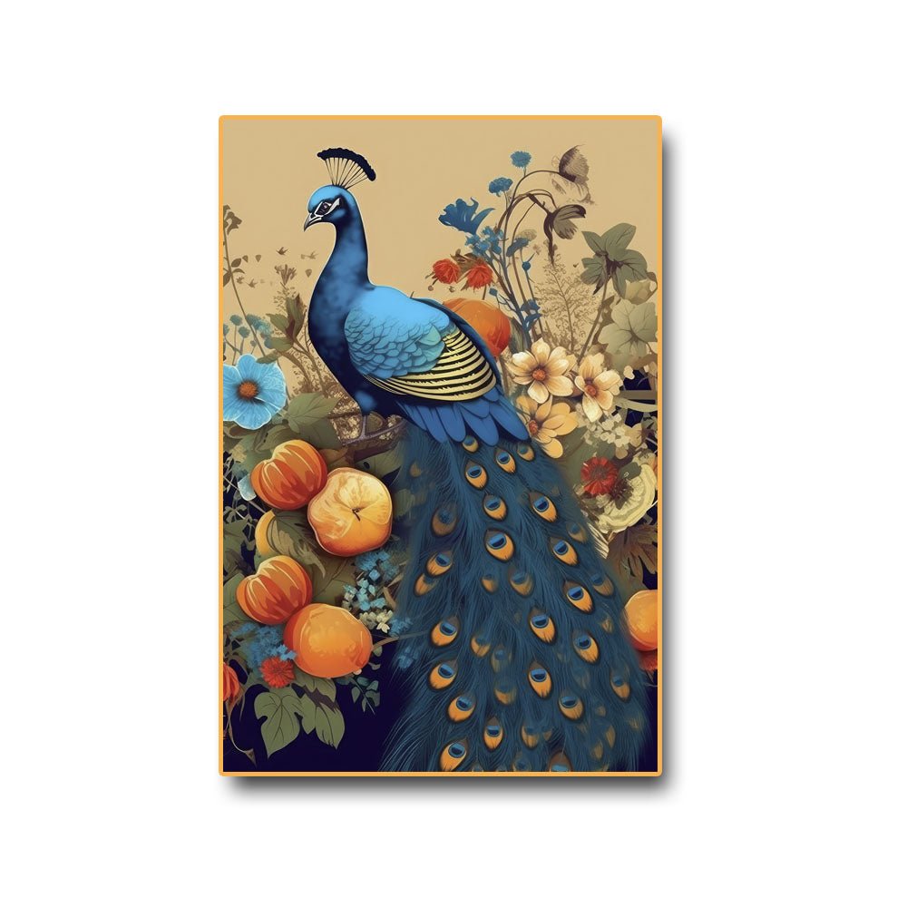 Peacock Design canvas wall Art (24 x 36 Inches)