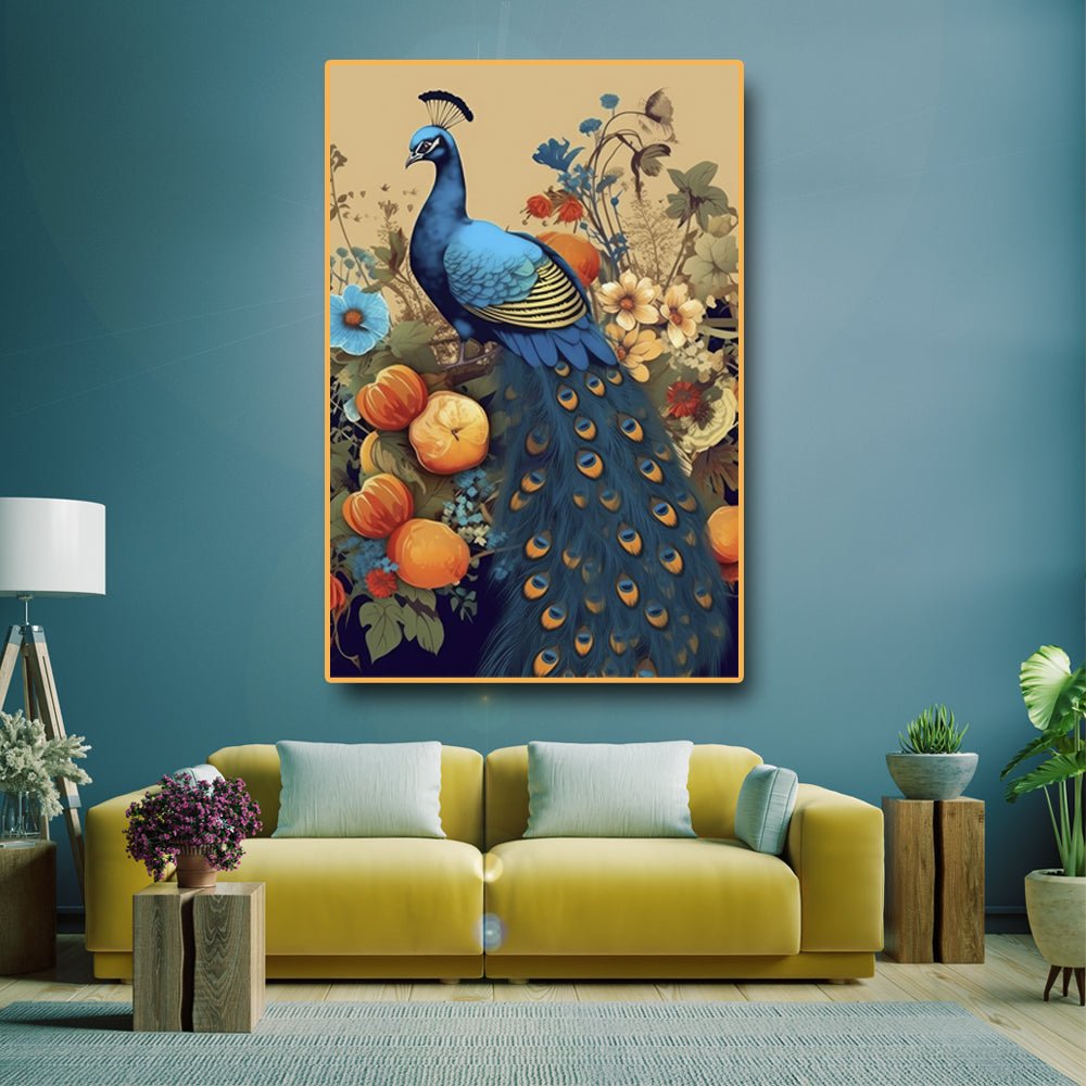 Peacock Design canvas wall Art (24 x 36 Inches)