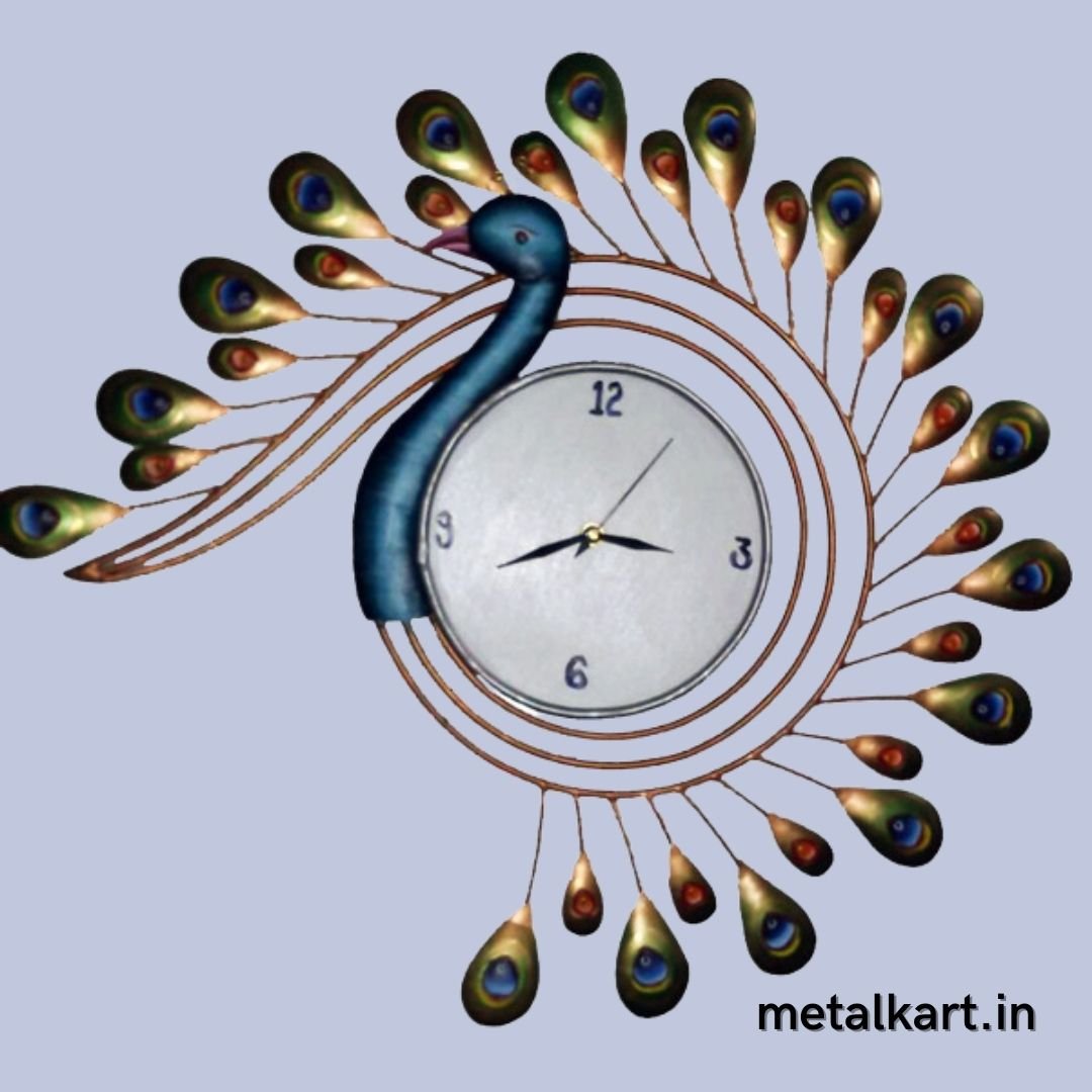 Peacock design rustic wall clock (20 x 18 Inches)