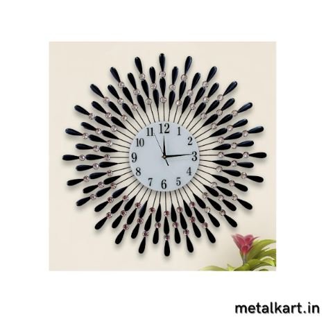 Pearl Drops Metallic Wall Clock Serenity of Rain Drops (24 x 24 Inches)