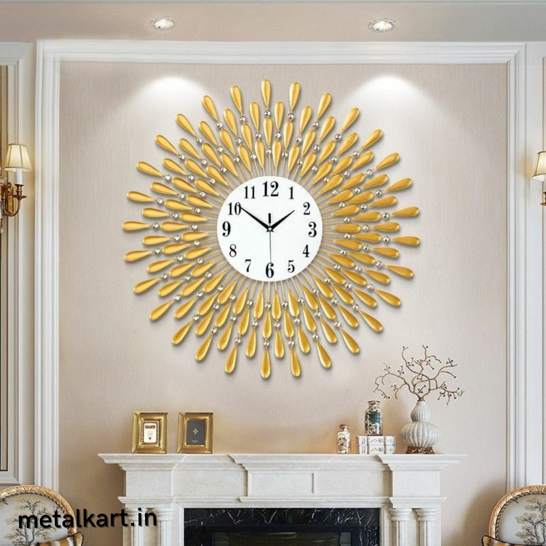 Pearl Drops Metallic Wall Clock Serenity of Rain Drops (24 x 24 Inches)