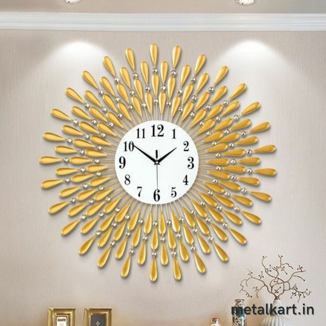 Pearl Drops Metallic Wall Clock Serenity of Rain Drops (24 x 24 Inches)