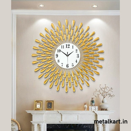 Pearl Drops Metallic Wall Clock Serenity of Rain Drops (24 x 24 Inches)