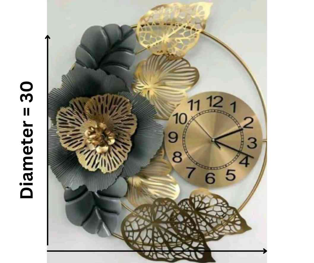 Premium Metallic Wall Clock Cum Wall Design (30 x 30 Inches)