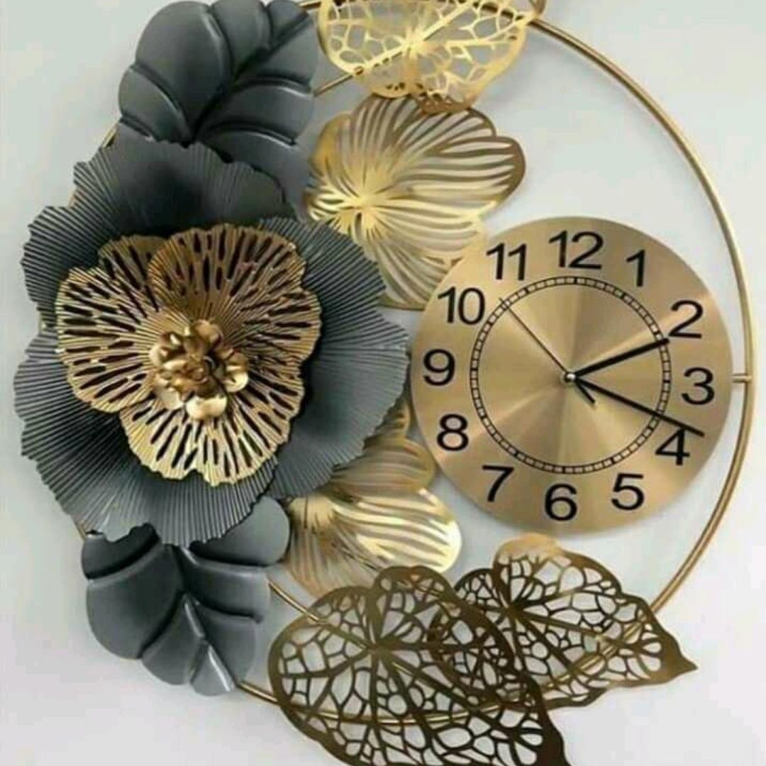 Premium Metallic Wall Clock Cum Wall Design (32 x 32 Inches)