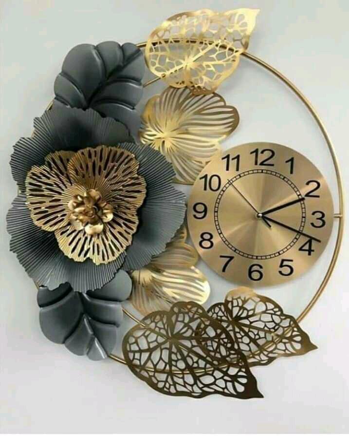 Premium Metallic Wall Clock Cum Wall Design (32 x 32 Inches)