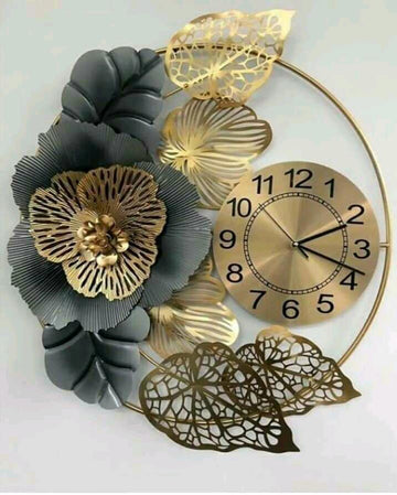 Premium Metallic Wall Clock Cum Wall Design (32 x 32 Inches)