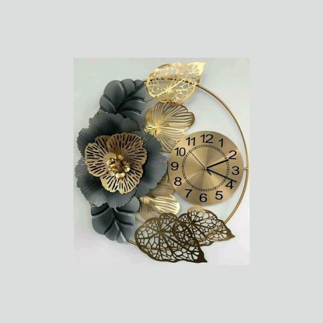 Premium Metallic Wall Clock Cum Wall Design (32 x 32 Inches)