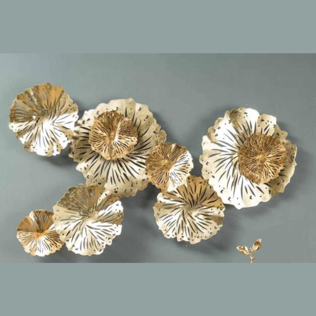 Premium Rosette Golden Color Metal Wall Art (48 x 24 Inches)