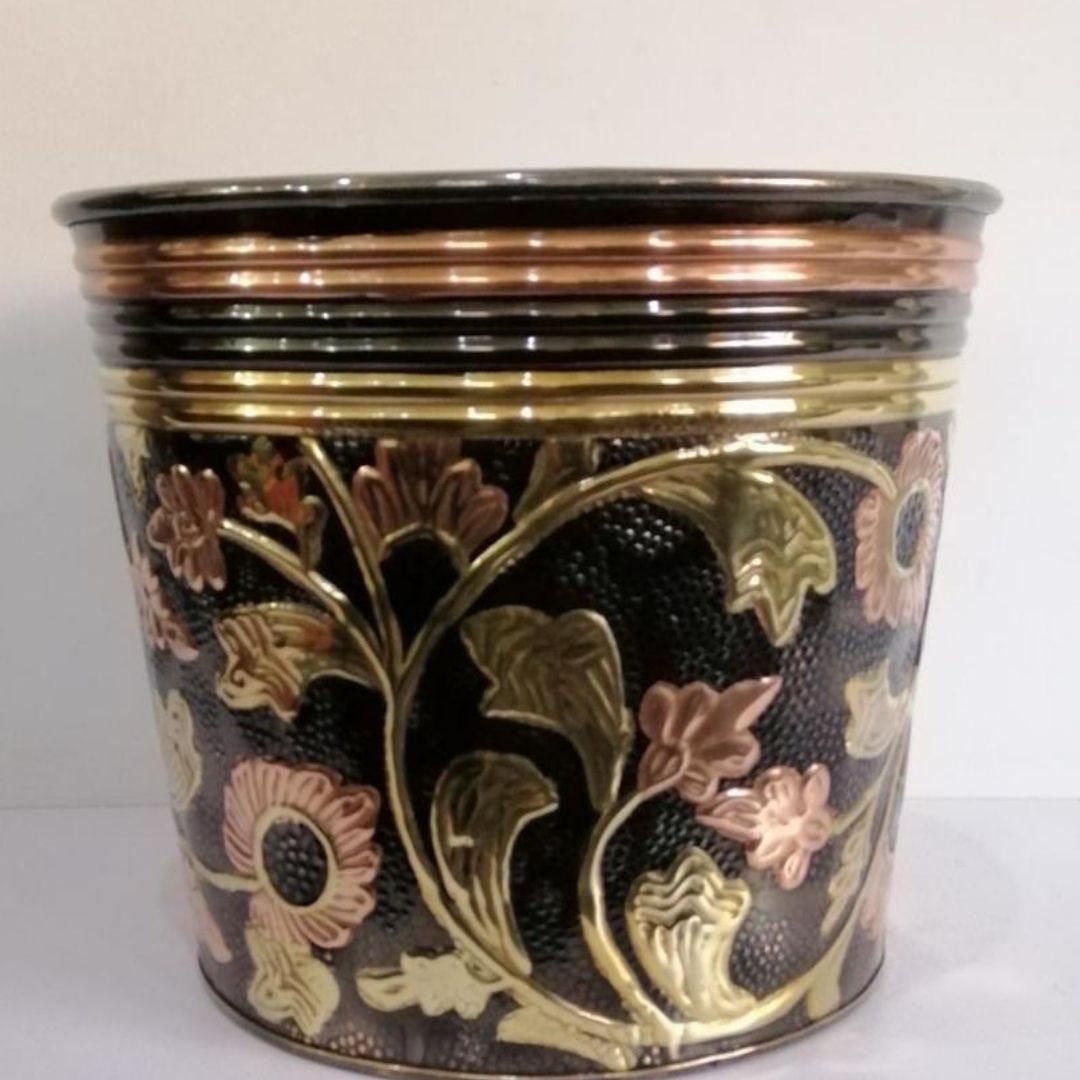 Printed Brass Planter (H 8 Inch, Dia 10 Inch)