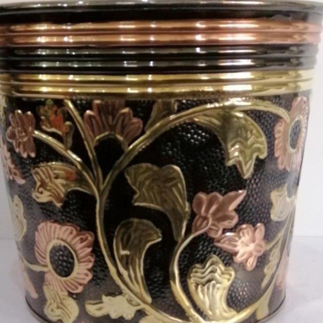 Printed Brass Planter (H 8 Inch, Dia 10 Inch)