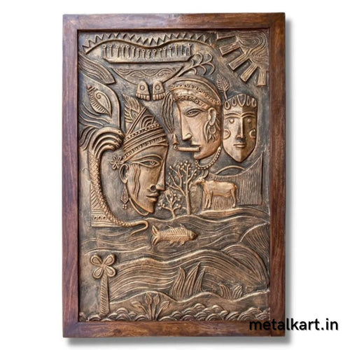 Radha Krishna 3D Relief Carving Cave Wall Art (36 x 24 Inches)