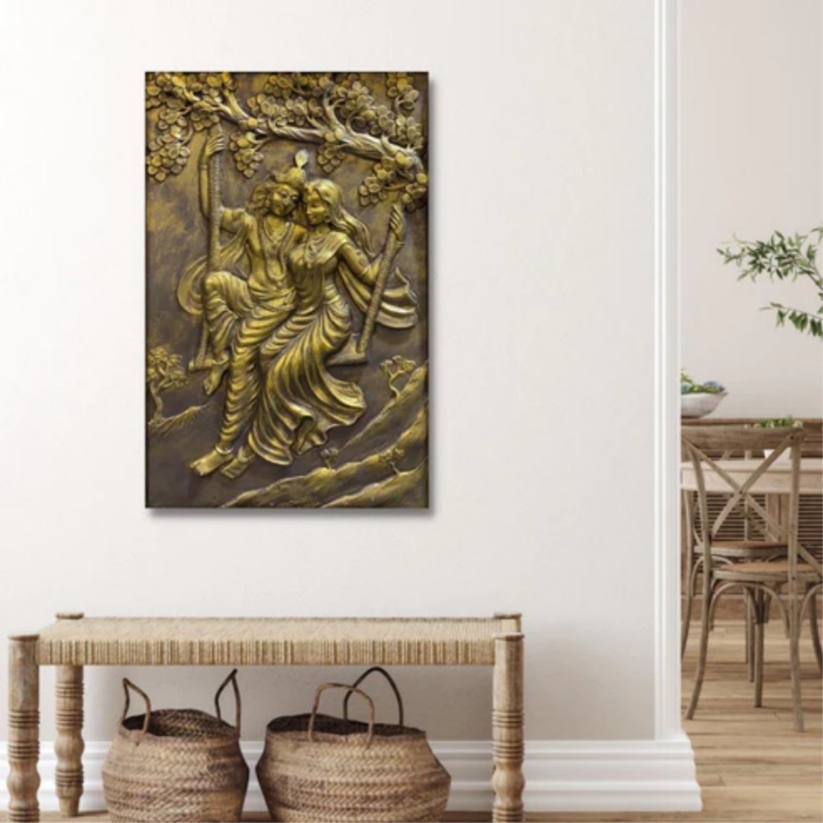 Radha Krishna 3D Wall Mural Painting (36 x 24 Inches)