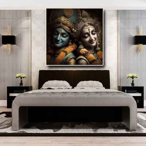 Radha Krishna Yugal Canvas Painting (36 x 36 Inches)