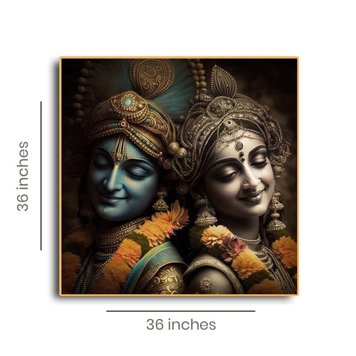 Radha Krishna Yugal Canvas Painting (36 x 36 Inches)