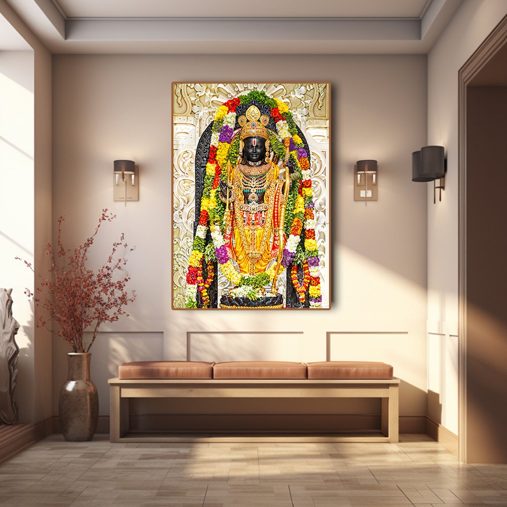 Ram Lalla of Ram Janma Bhoomi Ayodhya with Frame (Starting 36 x 24 Inches)