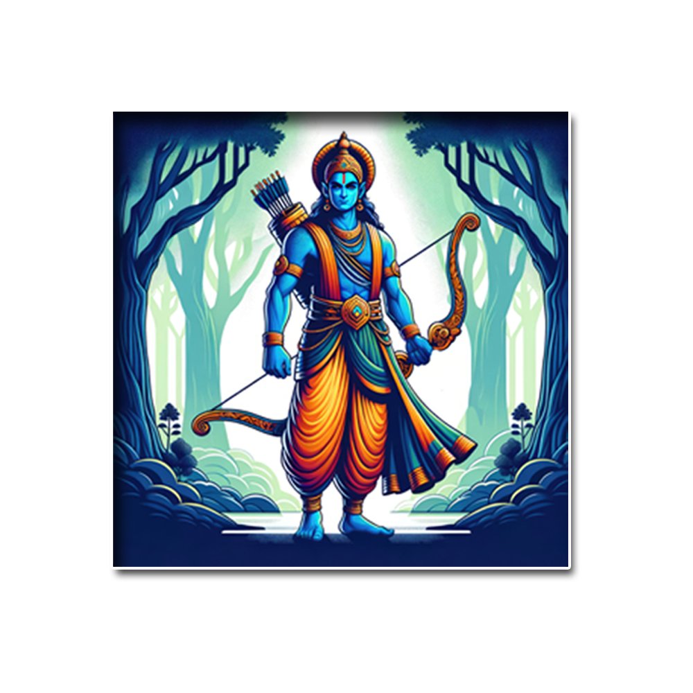 Rama's Vigilant Stance in the Wilderness (36 x 36 Inches)
