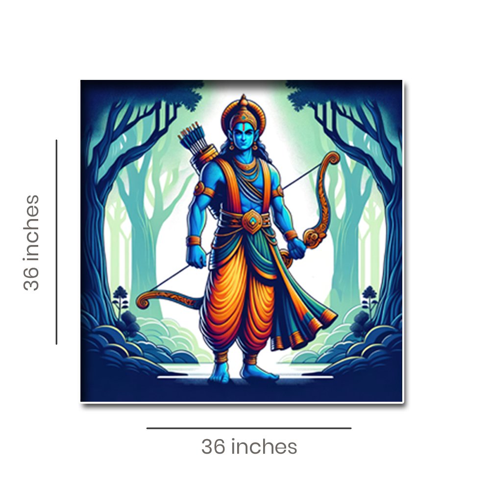 Rama's Vigilant Stance in the Wilderness (36 x 36 Inches)