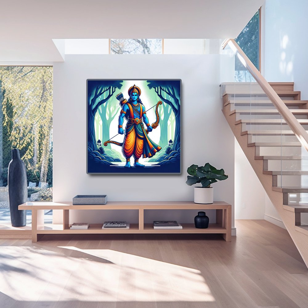Rama's Vigilant Stance in the Wilderness (36 x 36 Inches)