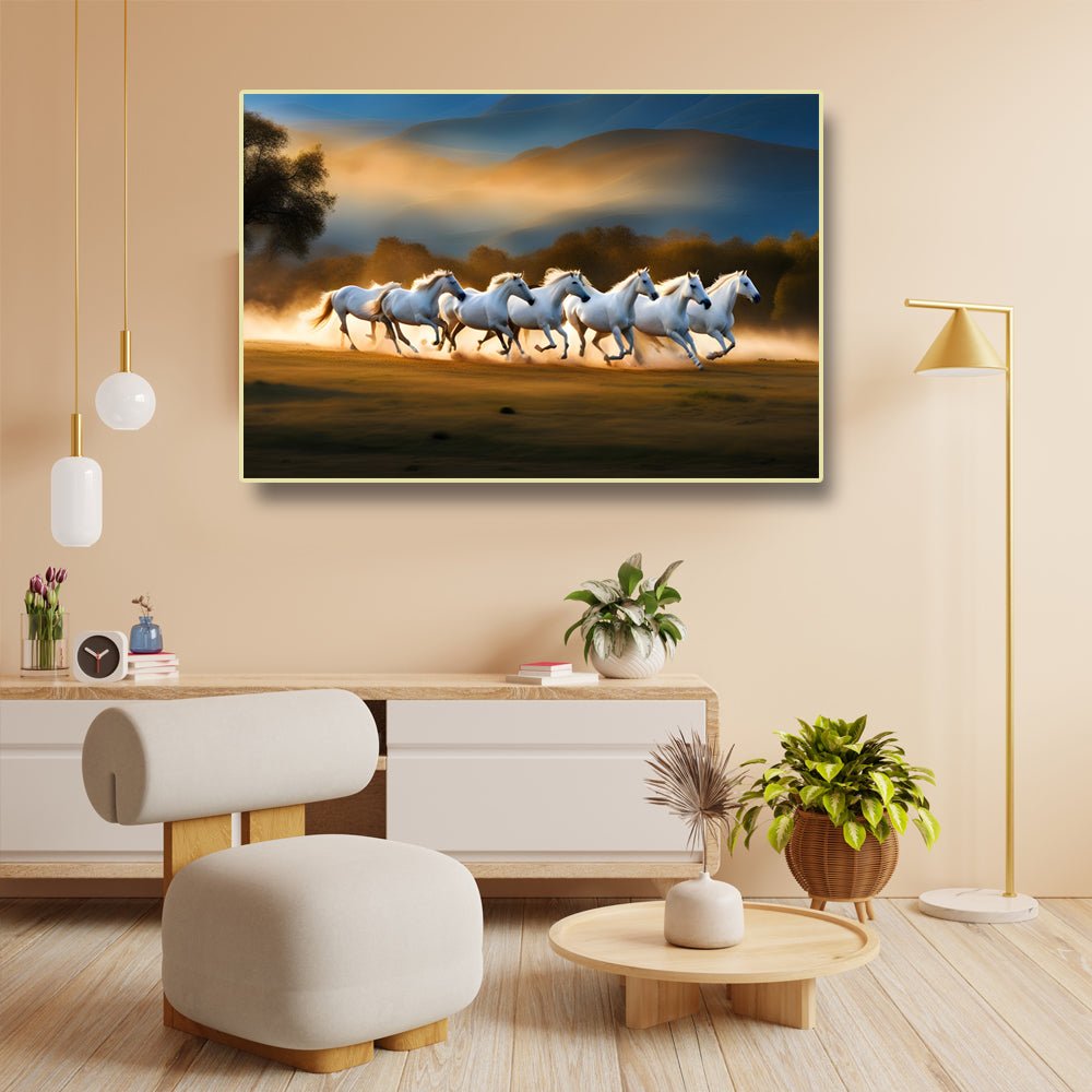 Running Horses Wall Decor in the Morning Sun (36 x 24 Inches)