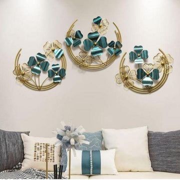 Set of 3 Metallic Half moons with Clover Flowers (20,18,16 Inches)