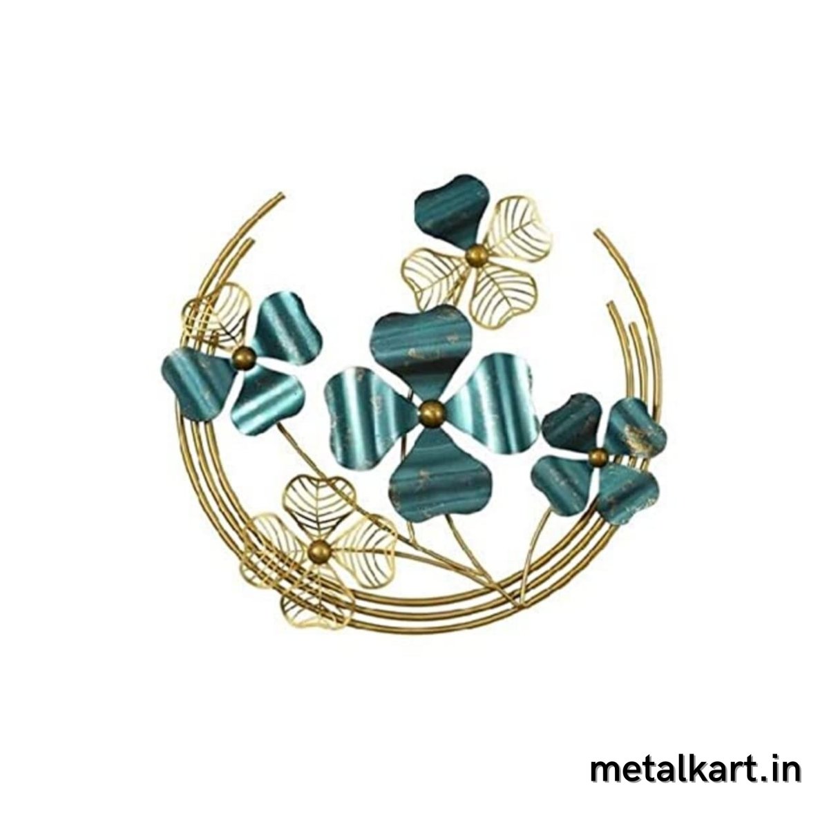 Set of 5 Metallic Half moon with Clover Flowers (13, 17,21 Inches)