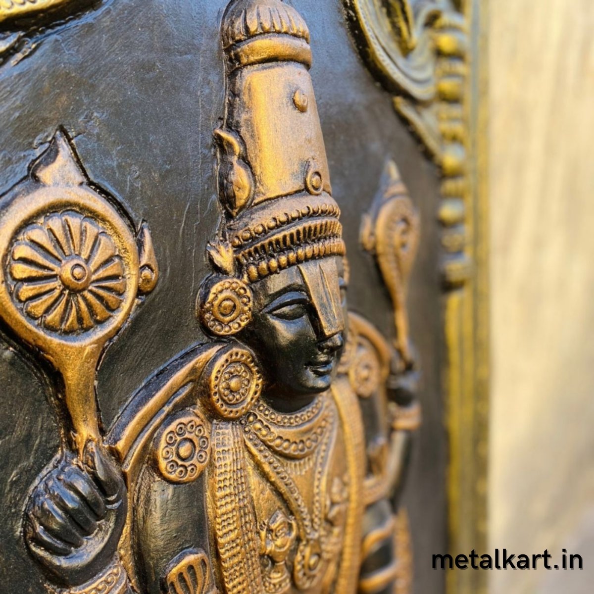 Sri Tirupati Balaji with Lakshmi Mata 3D Wall Sculpture (36 x 24 Inches)