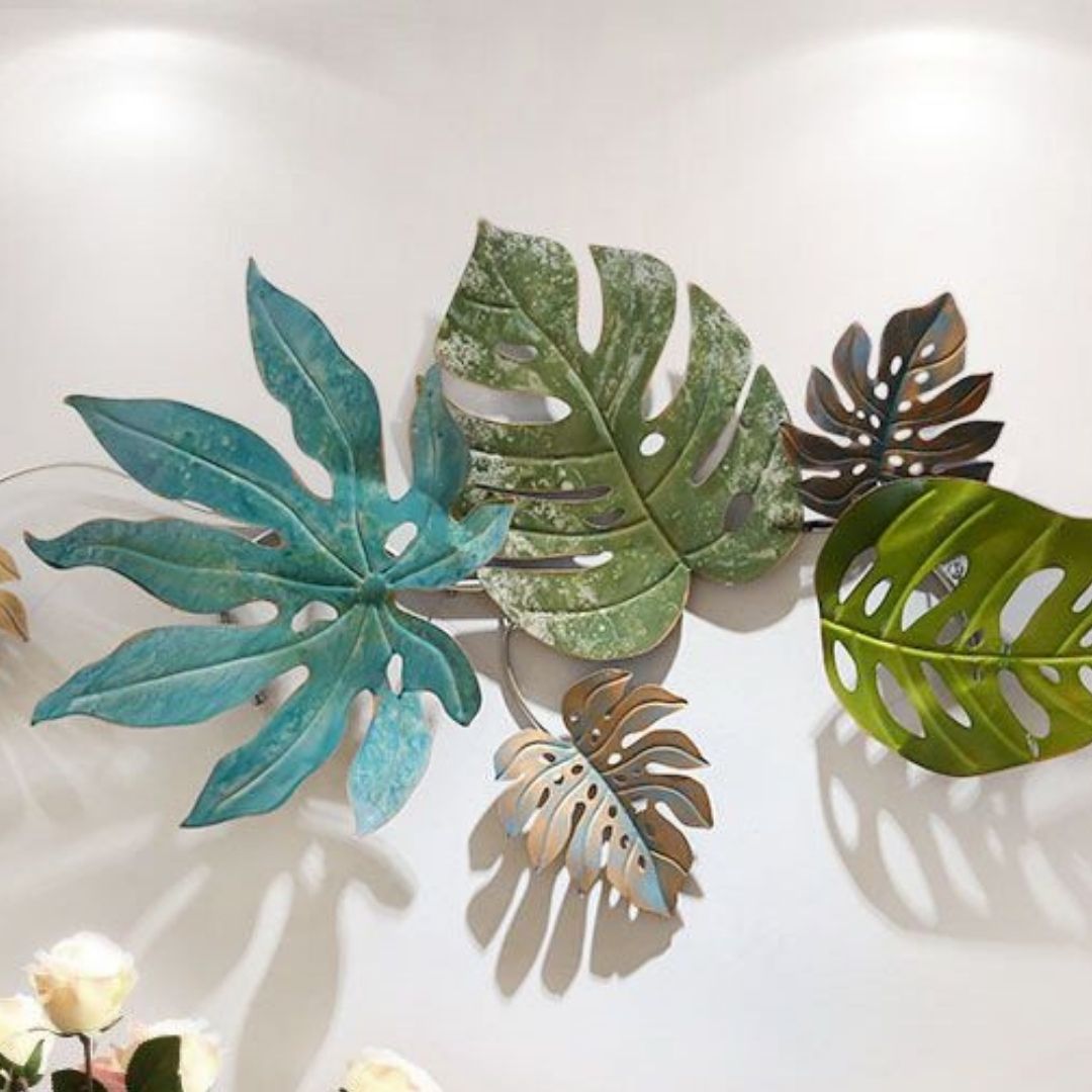 Stylish Metallic Leaves Wall Art For Living Room (48 x 24 Inches)