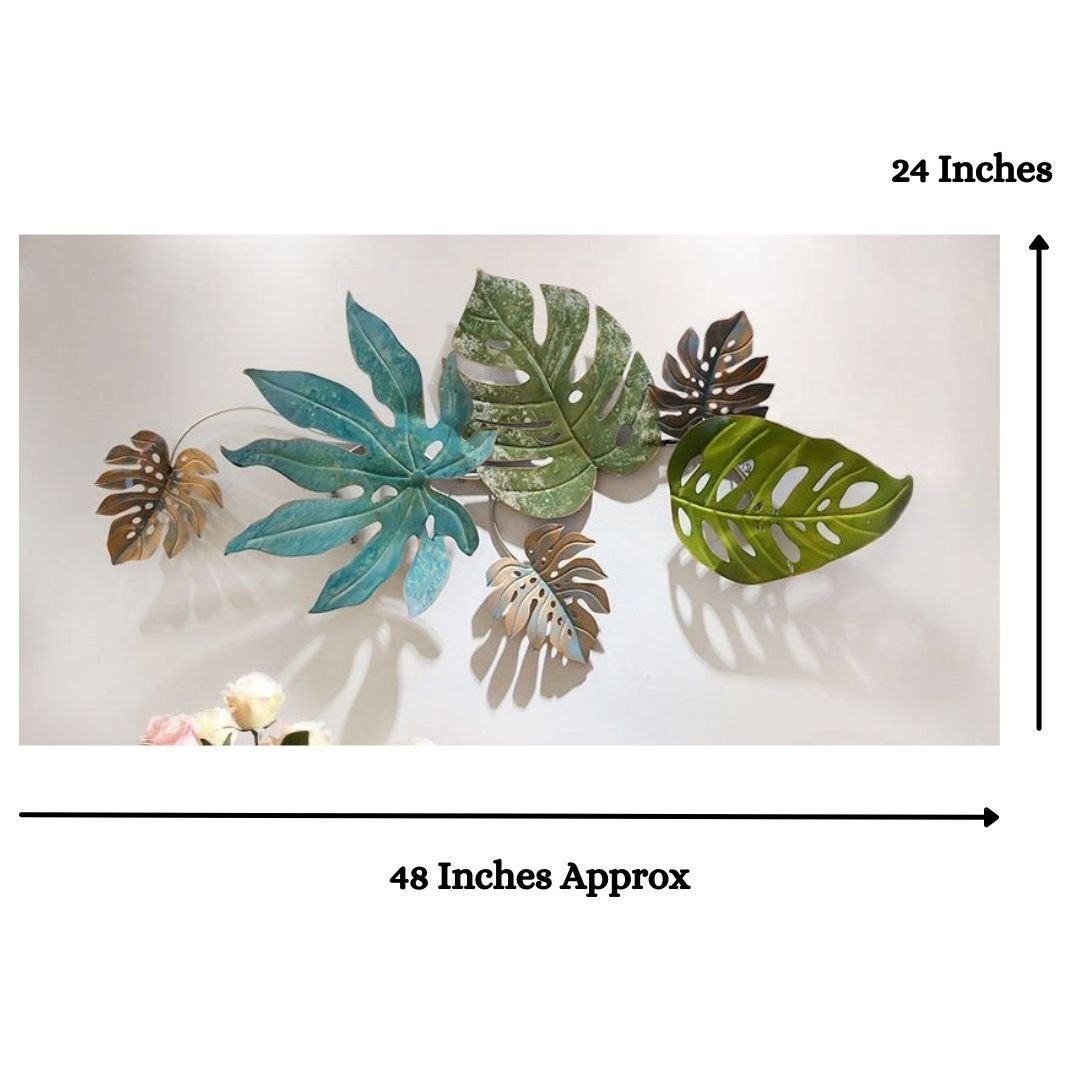 Stylish Metallic Leaves Wall Art For Living Room (48 x 24 Inches)