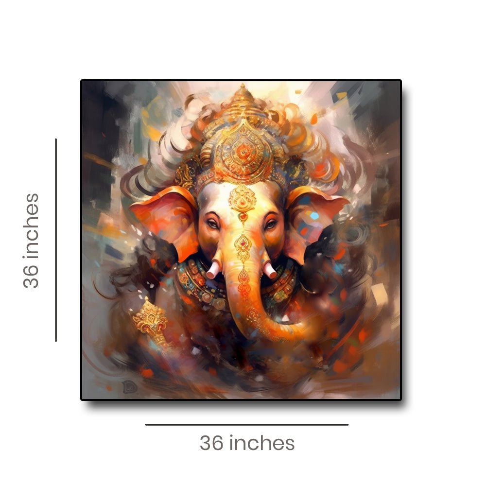 Sukhkarta Mangalkarta Ganesha Wall Painting (36 x 36 Inches )