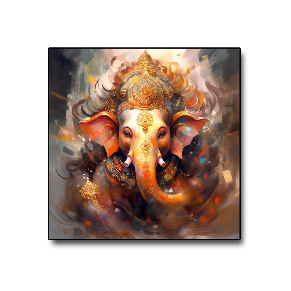 Sukhkarta Mangalkarta Ganesha Wall Painting (36 x 36 Inches )