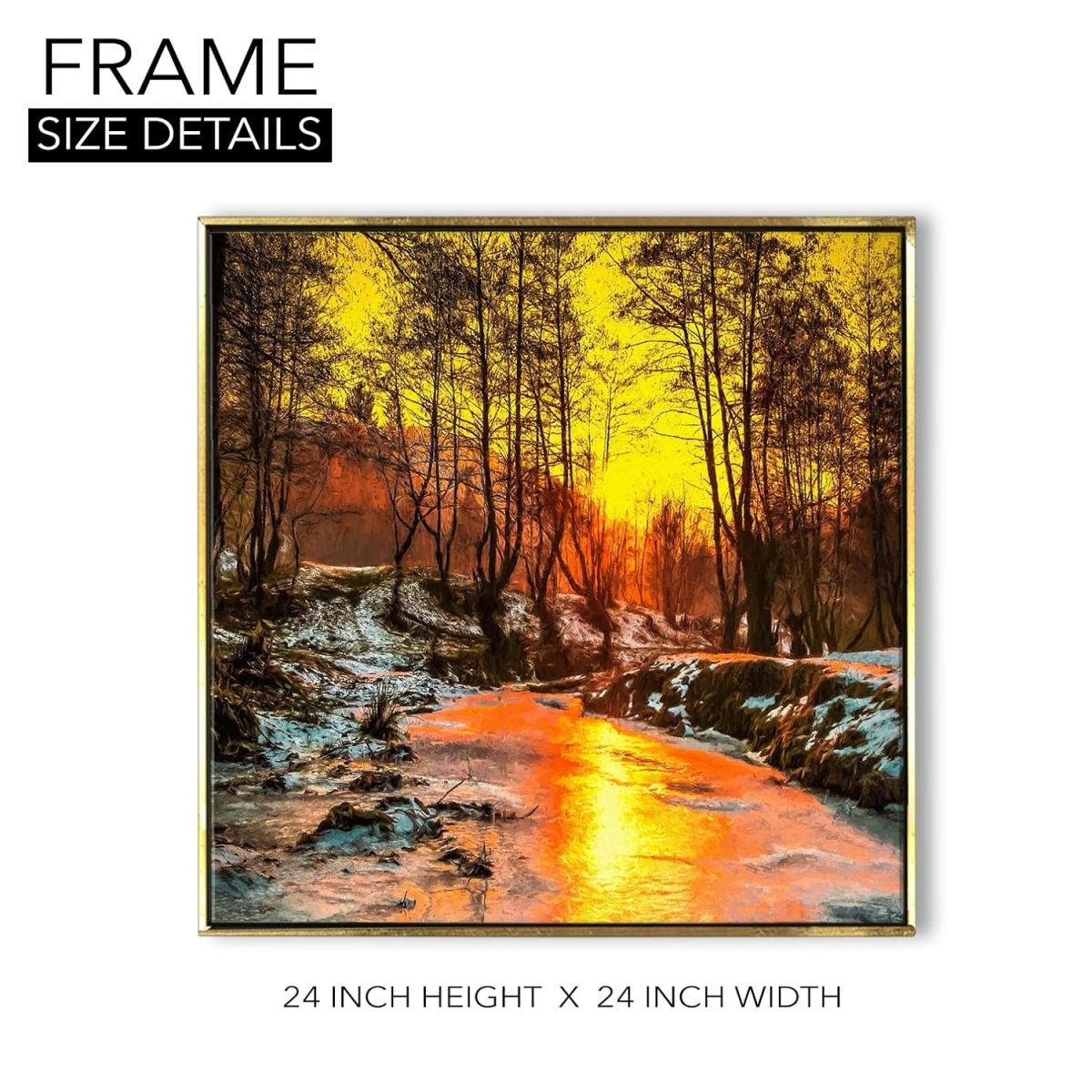 Sylvan Sunset Framed Canvas Wall Art (24 x 24 Inches)