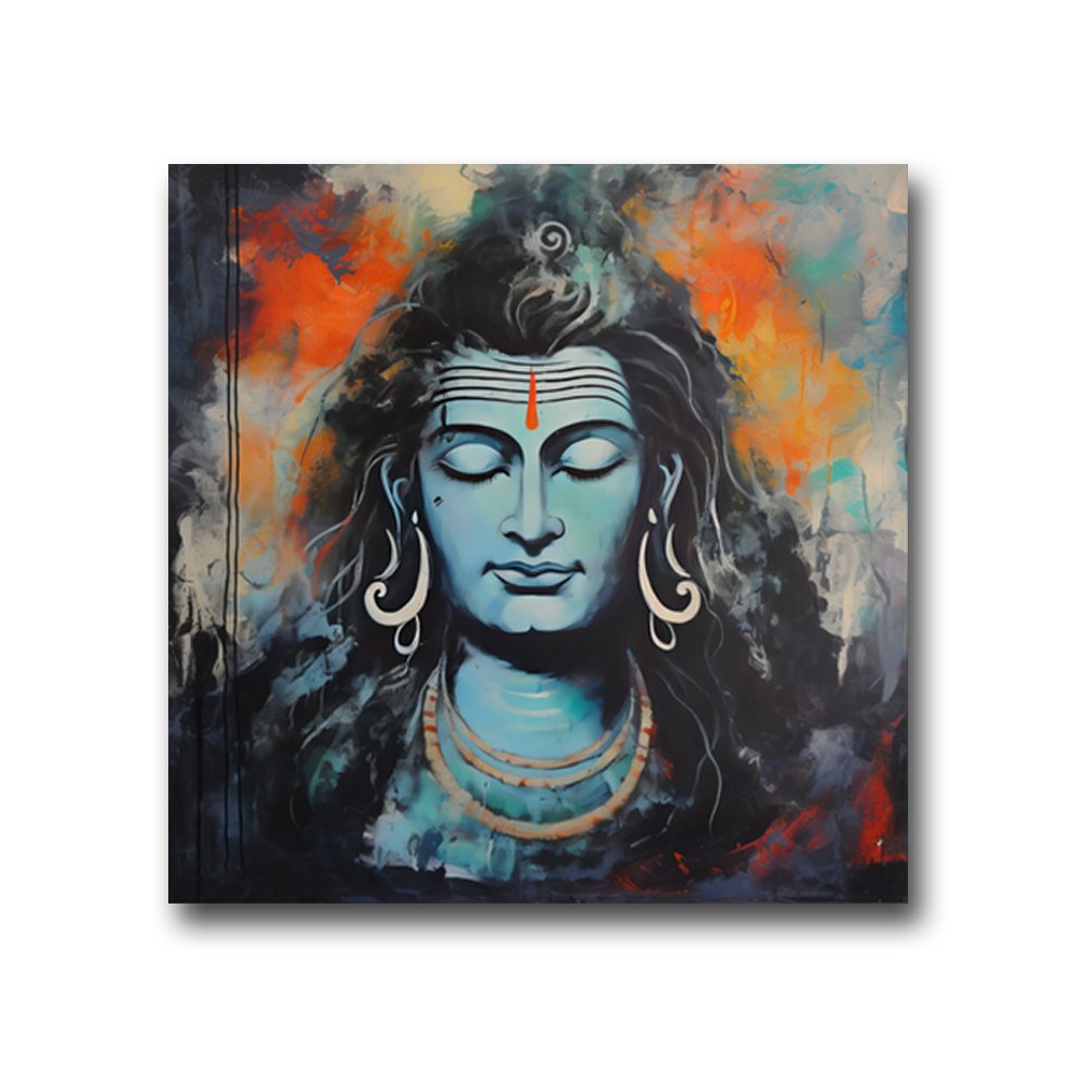 The Adiyogi - Colossal depiction of Shiva Canvas Wall Art (36 x 36 Inches )