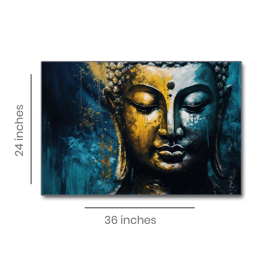 The Blue Bodhi - Unending Light of Buddha Canvas Wall Art (36 x 36 Inches)