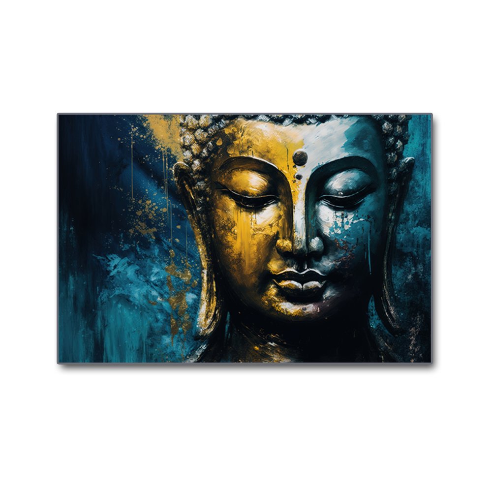 The Blue Bodhi - Unending Light of Buddha Canvas Wall Art (36 x 36 Inches)