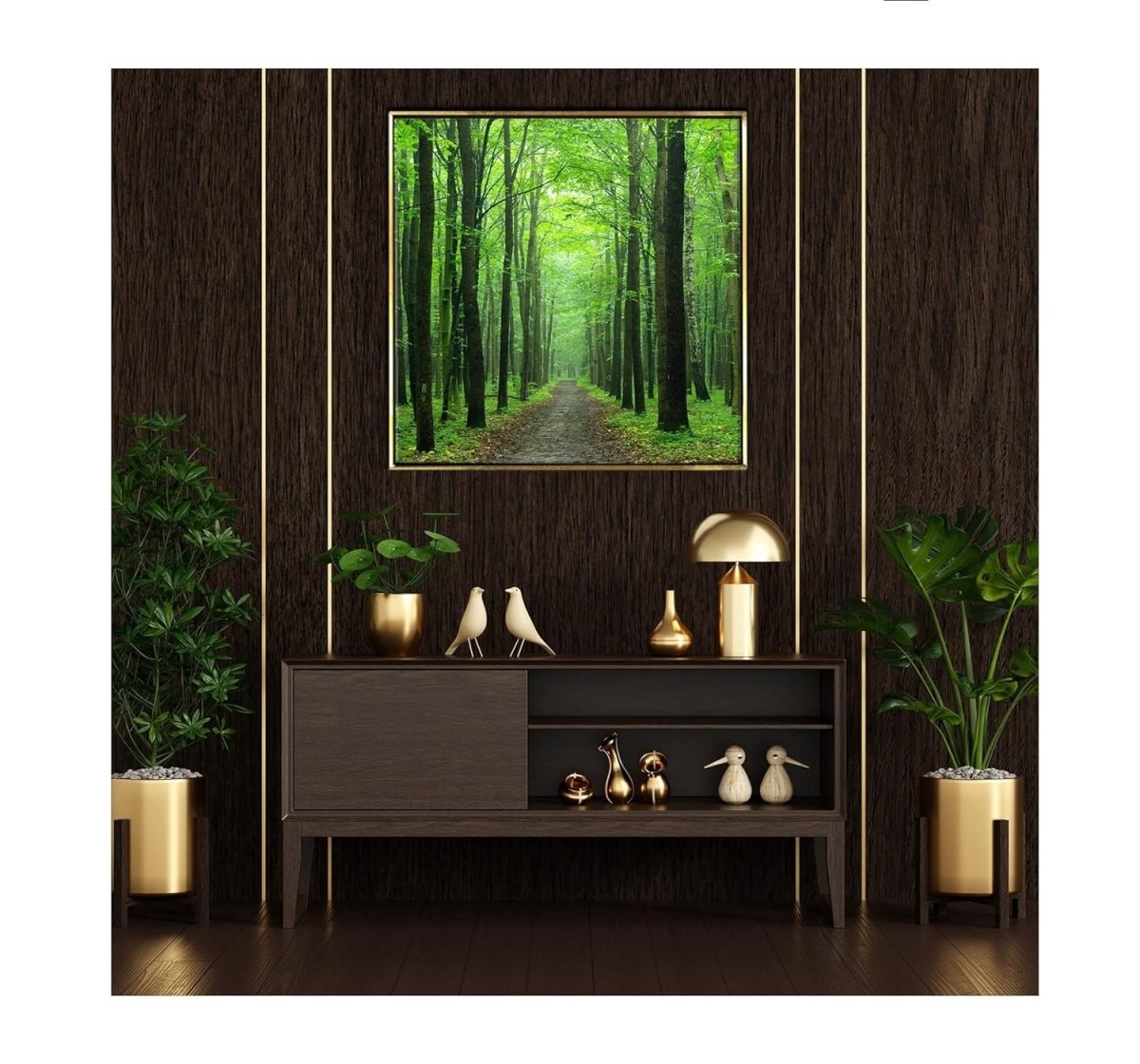 The Forest Trail Framed Canvas Wall Art (24 x 24 Inches)