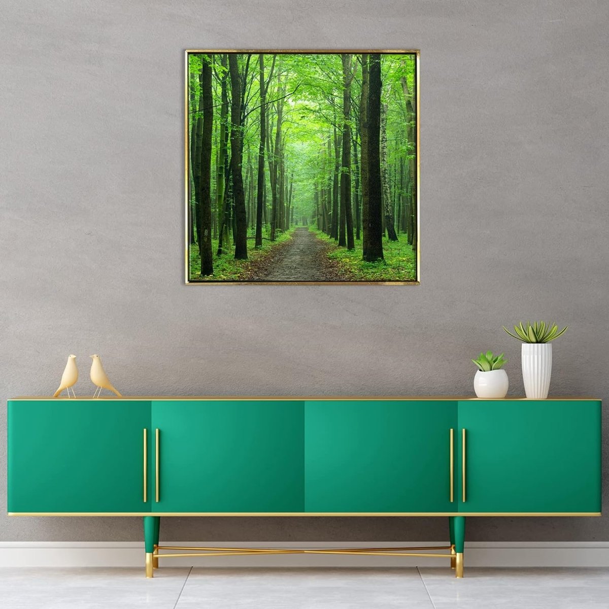 The Forest Trail Framed Canvas Wall Art (24 x 24 Inches)