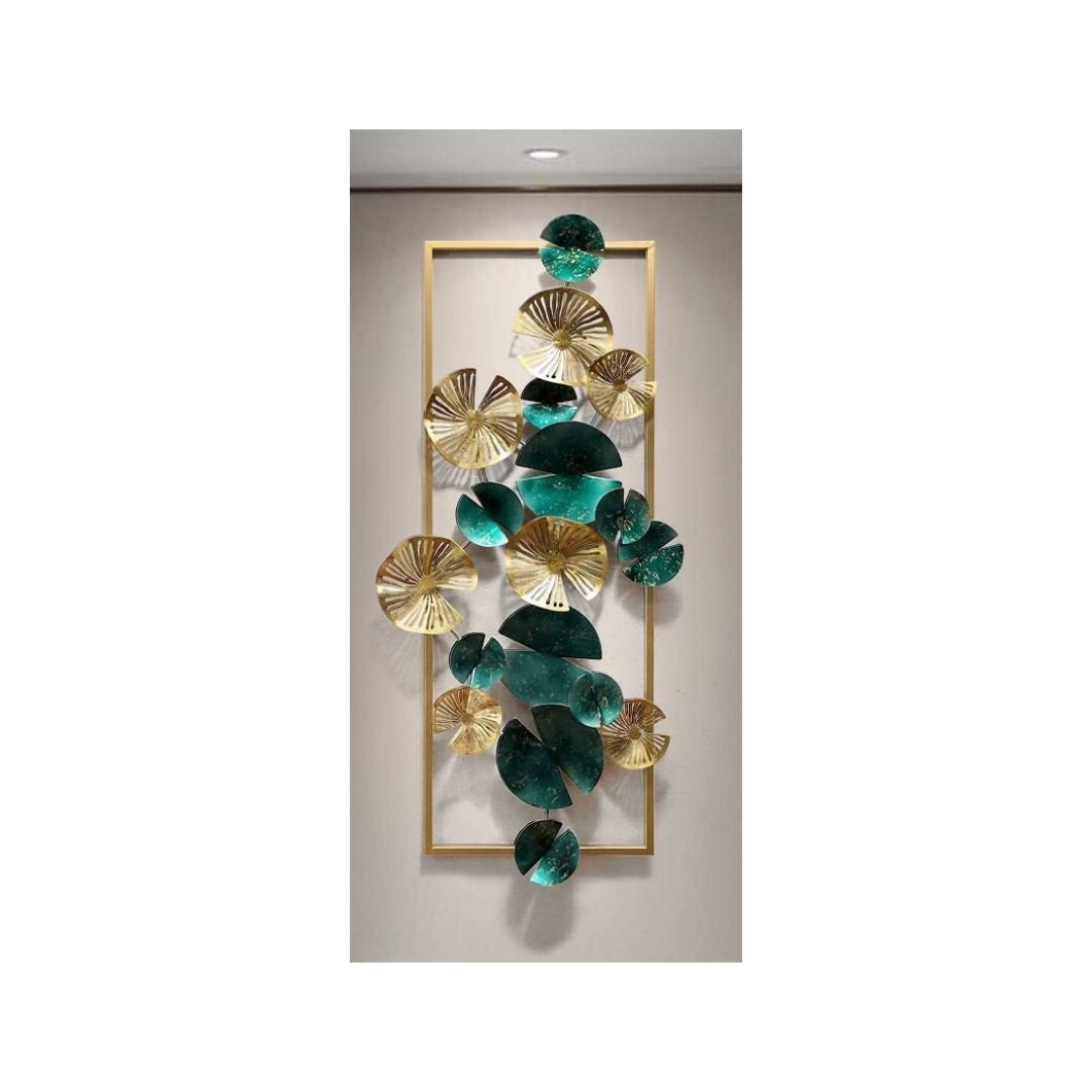 The Gold And Green Vertical Framed Wall Art (58 x 27 Inches each)