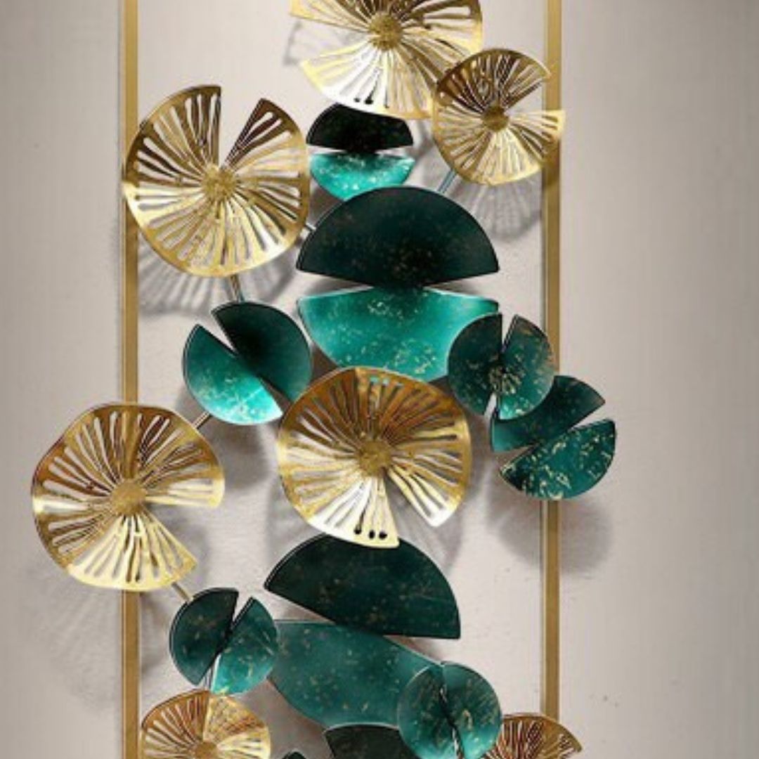 The Gold And Green Vertical Framed Wall Art (58 x 27 Inches each)