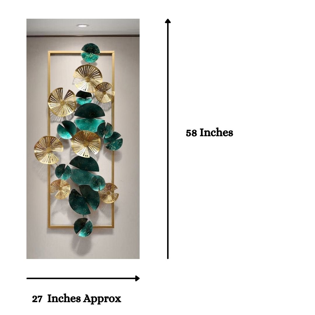 The Gold And Green Vertical Framed Wall Art (58 x 27 Inches each)