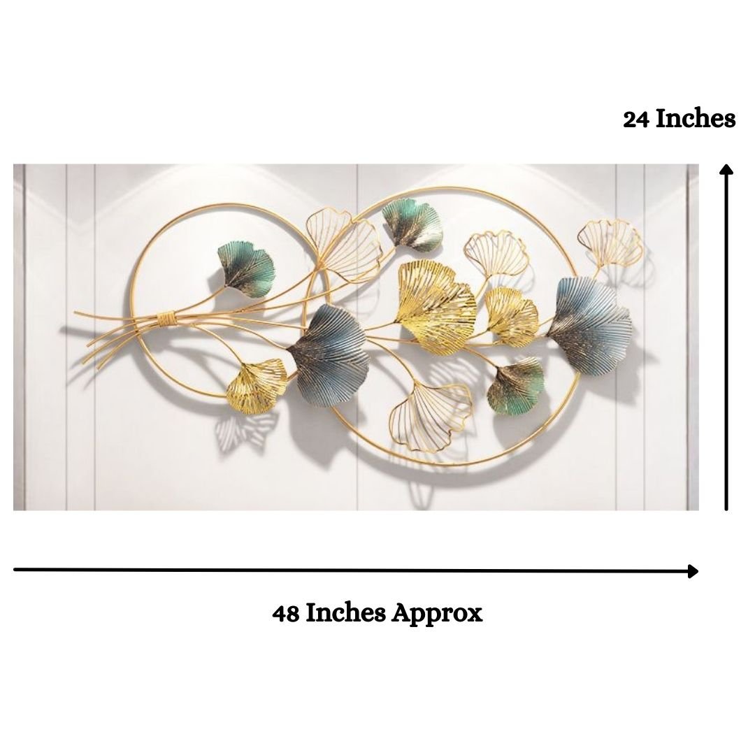 The Golden Circles Metal leaves wall art (48 x 24 Inches)