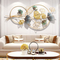 Thumbnail for The Golden Circles Metal leaves wall art (48 x 24 Inches)