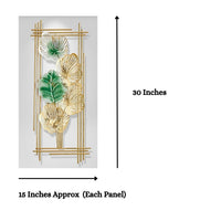 Thumbnail for The Metallic Framed Gold and green plant wall art (15 x 30 Inches each)