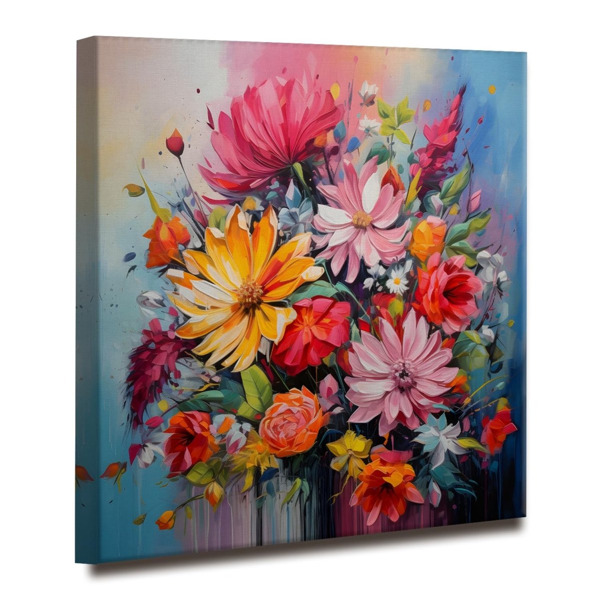 The Stardust Symphony Floral Canvas Wall Art (36 x 36 Inches)