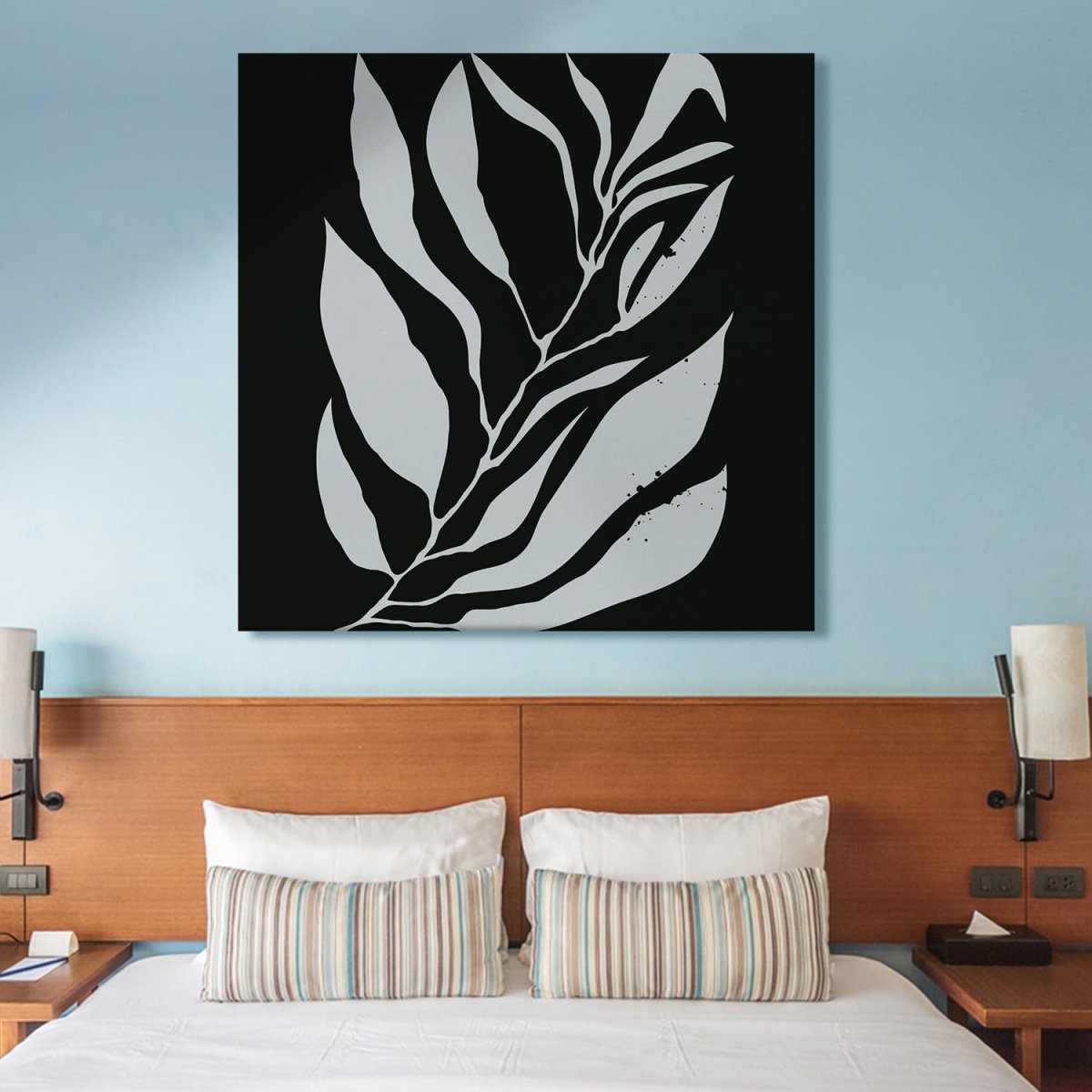 The Veined Tapestry Boho Leaves Canvas Wall Painting (36 x 36 Inches)