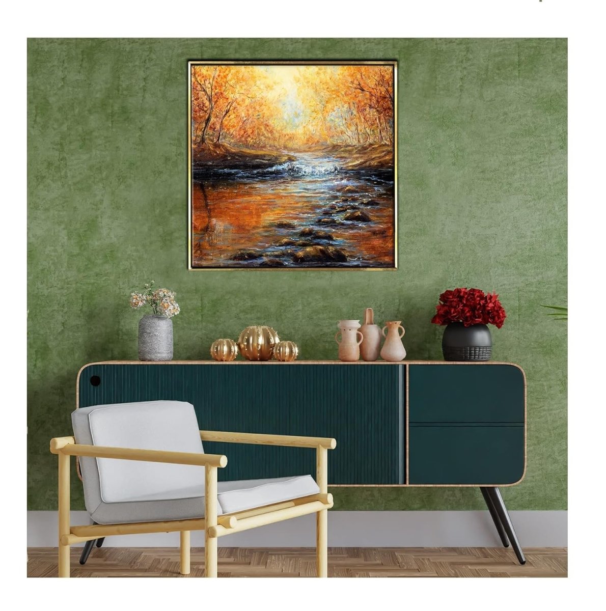 The Woodland Stream Canvas Wall Art (24 x 24 Inches)