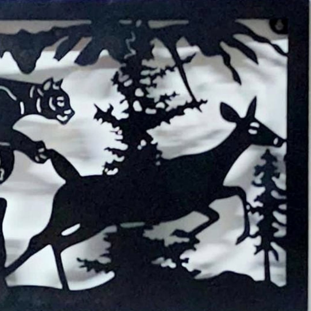 Tiger chasing Deer Laser perfection metal wall design