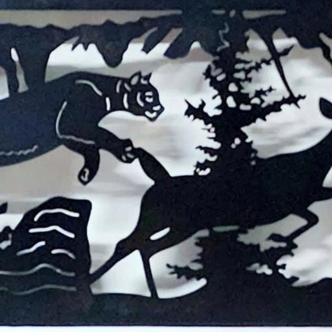 Tiger chasing Deer Laser perfection metal wall design