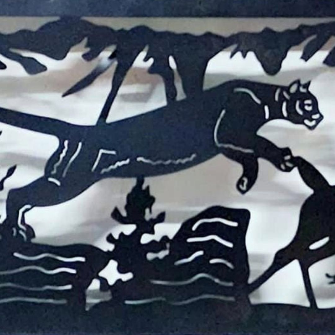Tiger chasing Deer Laser perfection metal wall design